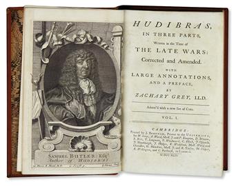 BUTLER, SAMUEL. Hudibras, In Three Parts . . . Corrected and Amended by Zachary Grey.